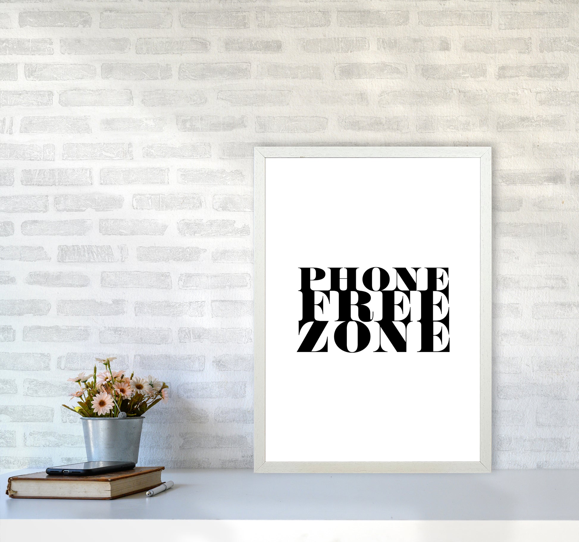 Phone Free Zone By Planeta444 A2 Oak Frame
