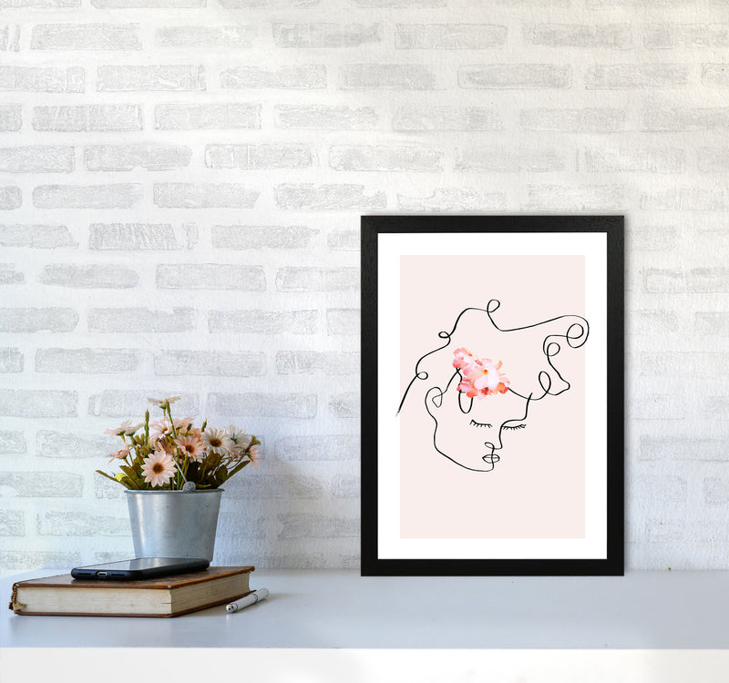 Semiprofile Messy Hair Blush Flower By Planeta444 A3 White Frame