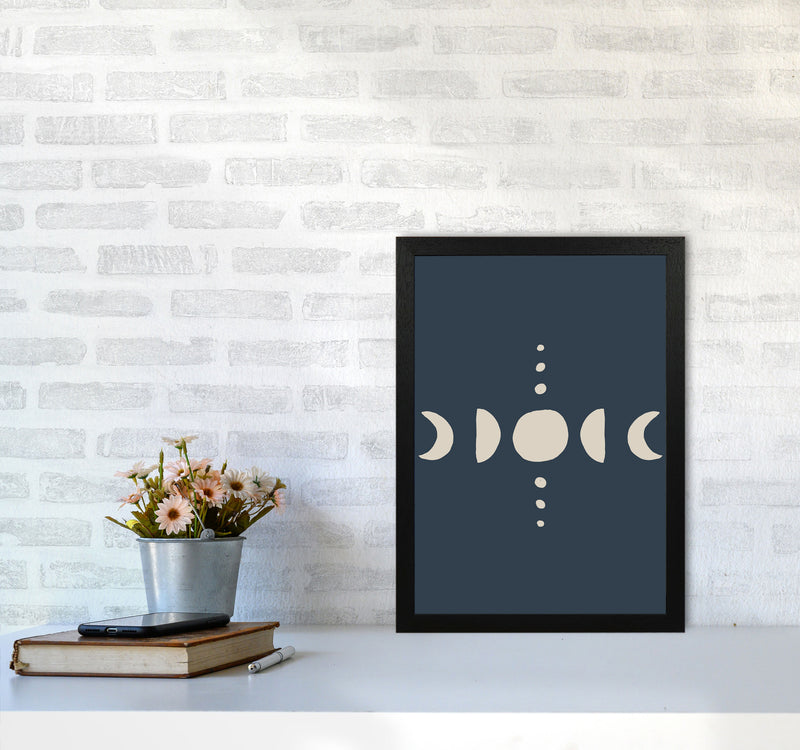 Moon Phases Beige Navy By Planeta444 A3 White Frame