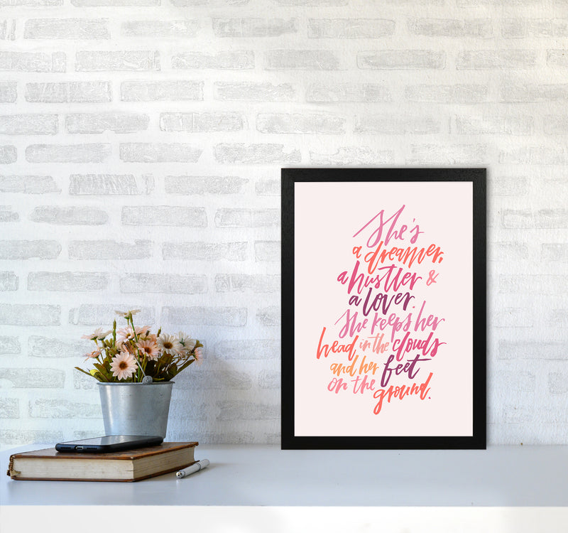 Shes A Dreamer Hustler Lover COLOR By Planeta444 A3 White Frame