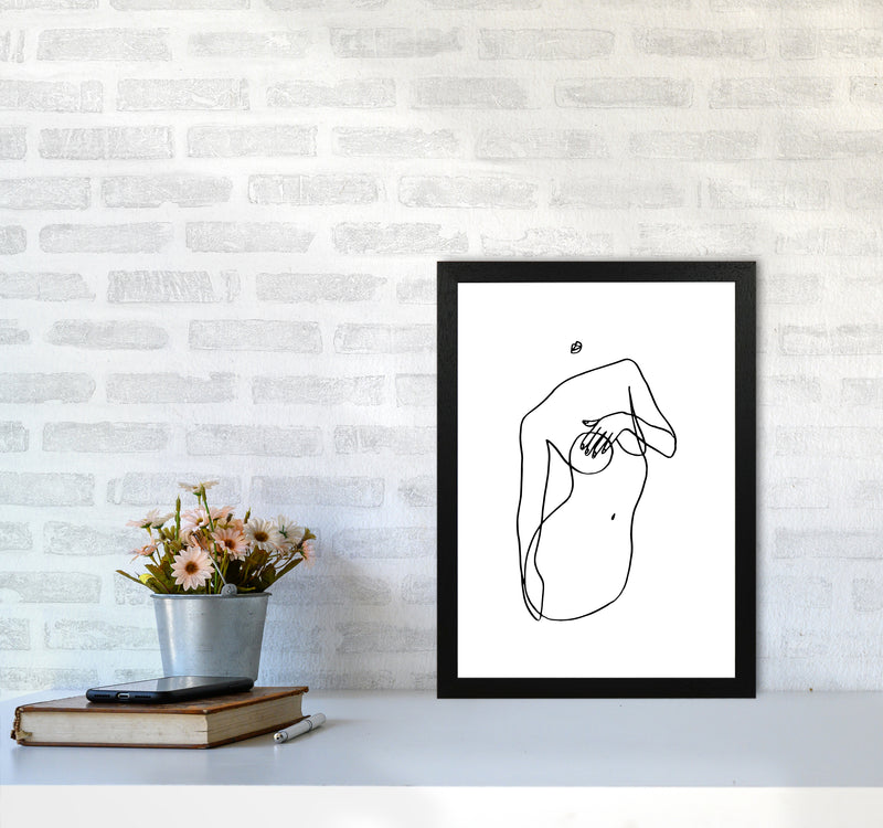 Covering Breasts With One Hand By Planeta444 A3 White Frame