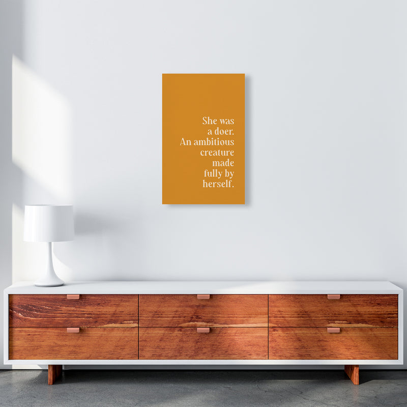 She Was A Doer Type Beige On Mustard By Planeta444 A3 Canvas