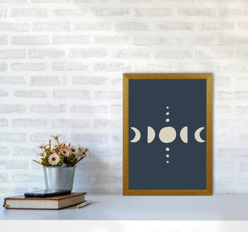 Moon Phases Beige Navy By Planeta444 A3 Print Only