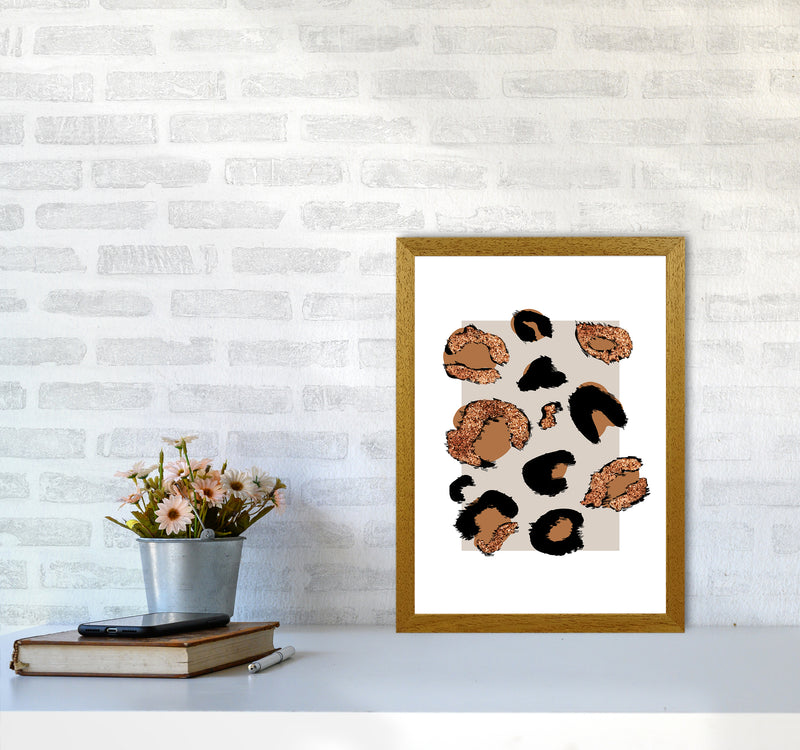 Big Leopard Neutral Rectangle Bronze Glitter By Planeta444 A3 Print Only