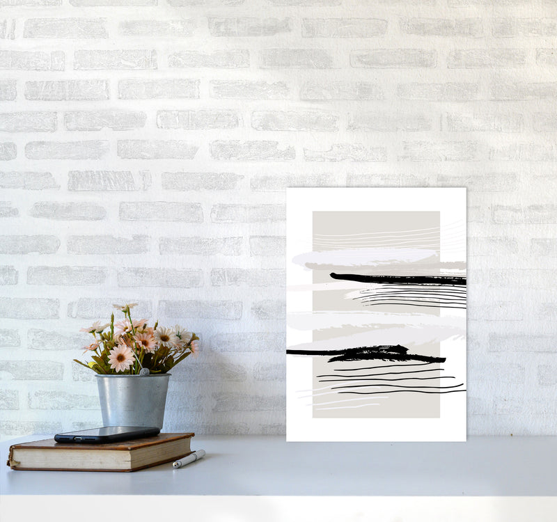 Abstracts Pennellate Linee Grey White Black By Planeta444 A3 Black Frame