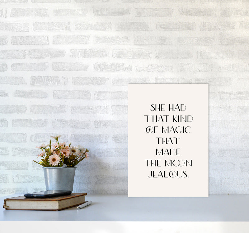 She Had That Kind Of Magic Black On Beige By Planeta444 A3 Black Frame
