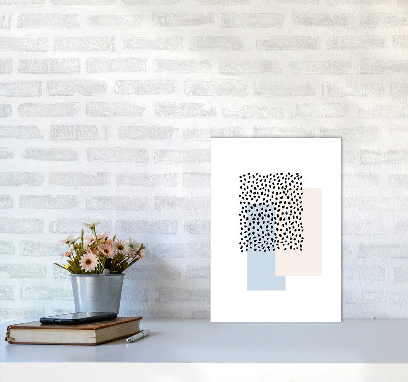 Dots Rectangles Light Blue Nude By Planeta444 A3 Black Frame