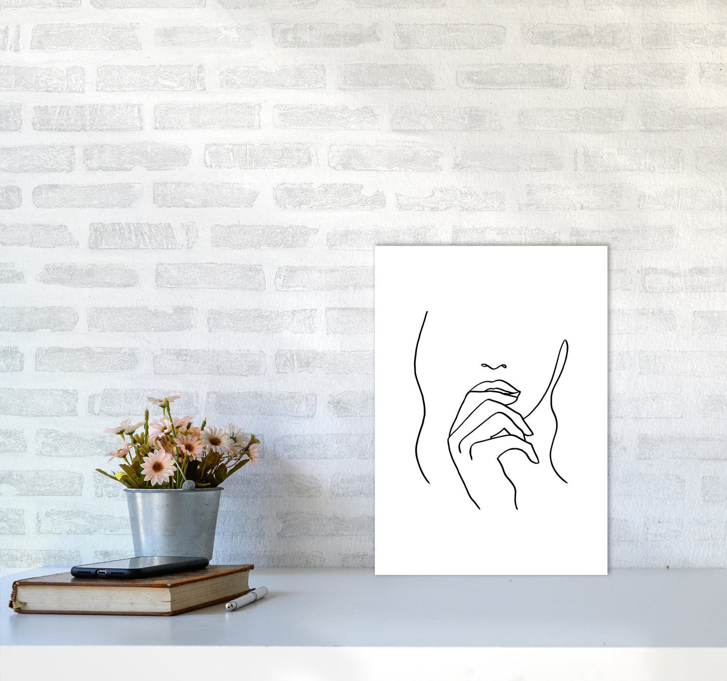 Lips Hand Hair By Planeta444 A3 Black Frame