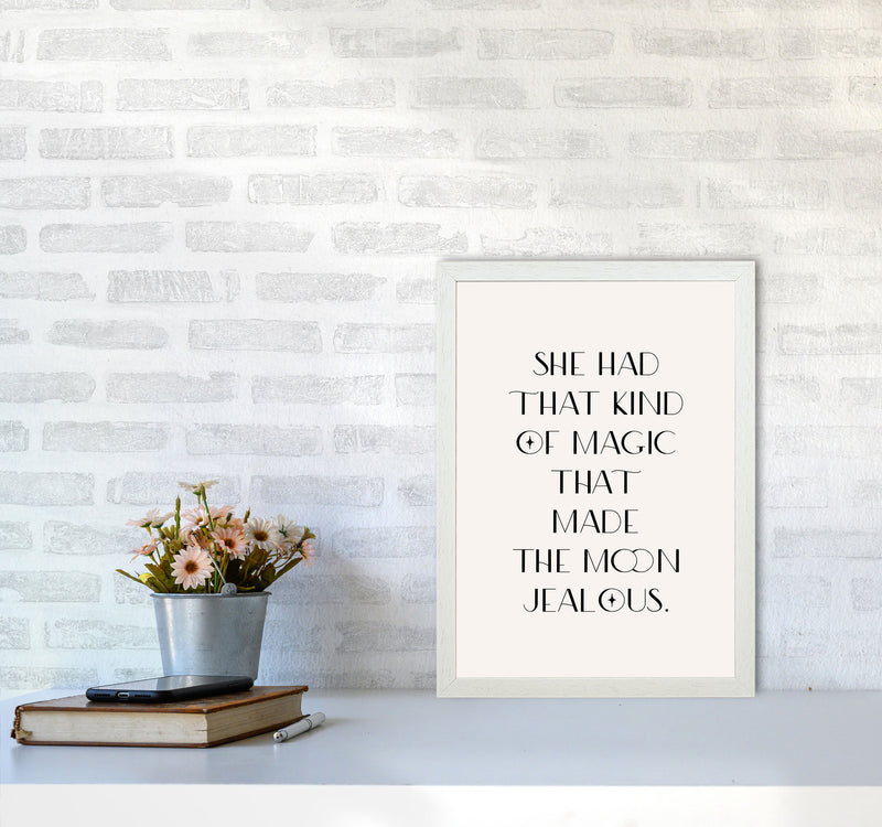 She Had That Kind Of Magic Black On Beige By Planeta444 A3 Oak Frame