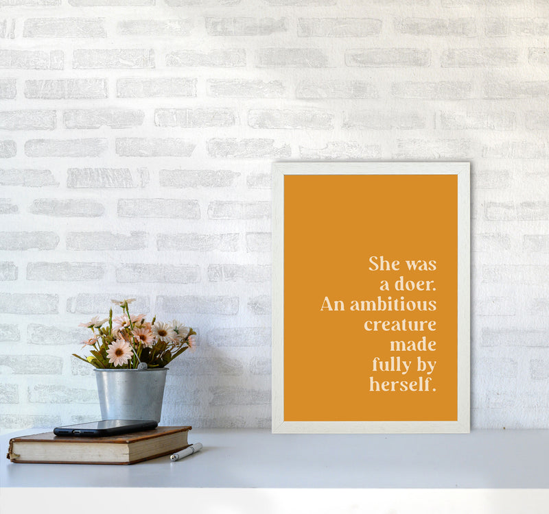 She Was A Doer Type Beige On Mustard By Planeta444 A3 Oak Frame