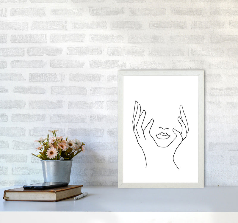 Line Art Holding Face By Planeta444 A3 Oak Frame