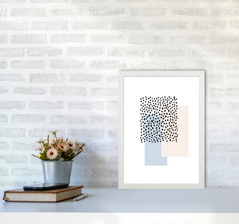 Dots Rectangles Light Blue Nude By Planeta444 A3 Oak Frame