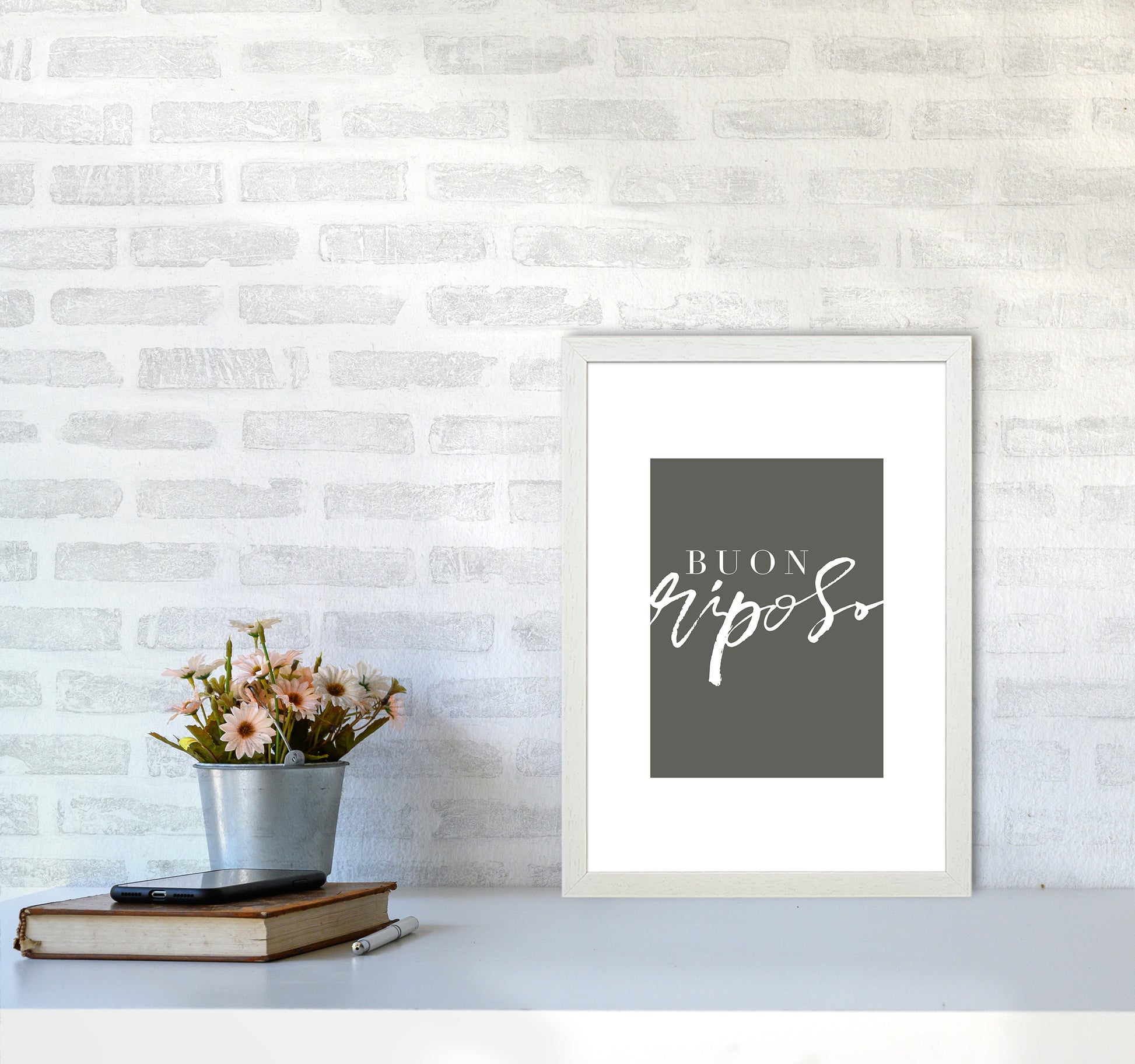 Buon Riposo Pewtergreen Color By Planeta444 A3 Oak Frame