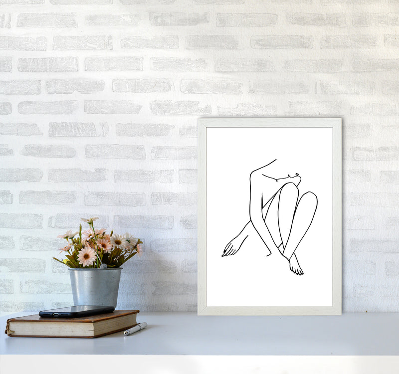 Legs Crossed Looking Down By Planeta444 A3 Oak Frame