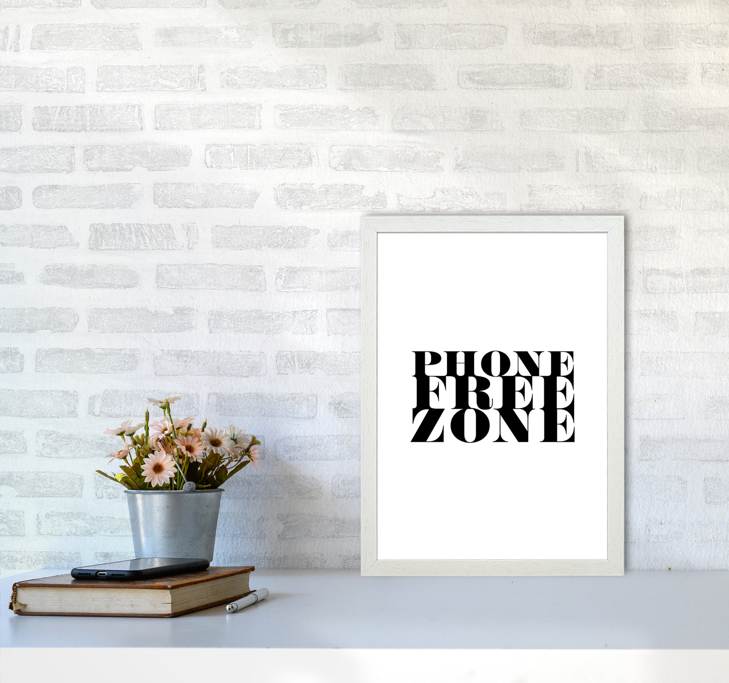 Phone Free Zone By Planeta444 A3 Oak Frame