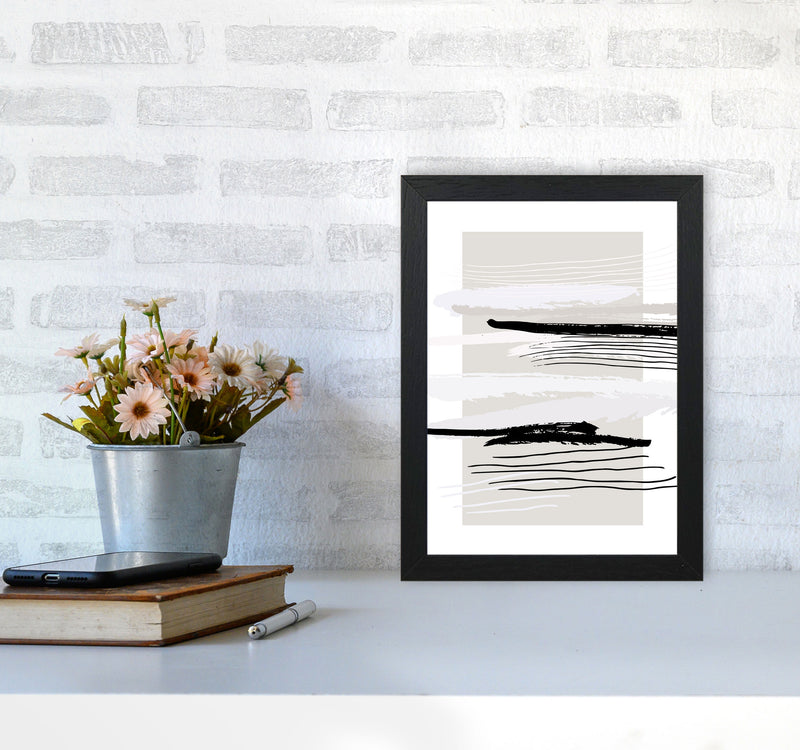 Abstracts Pennellate Linee Grey White Black By Planeta444 A4 White Frame