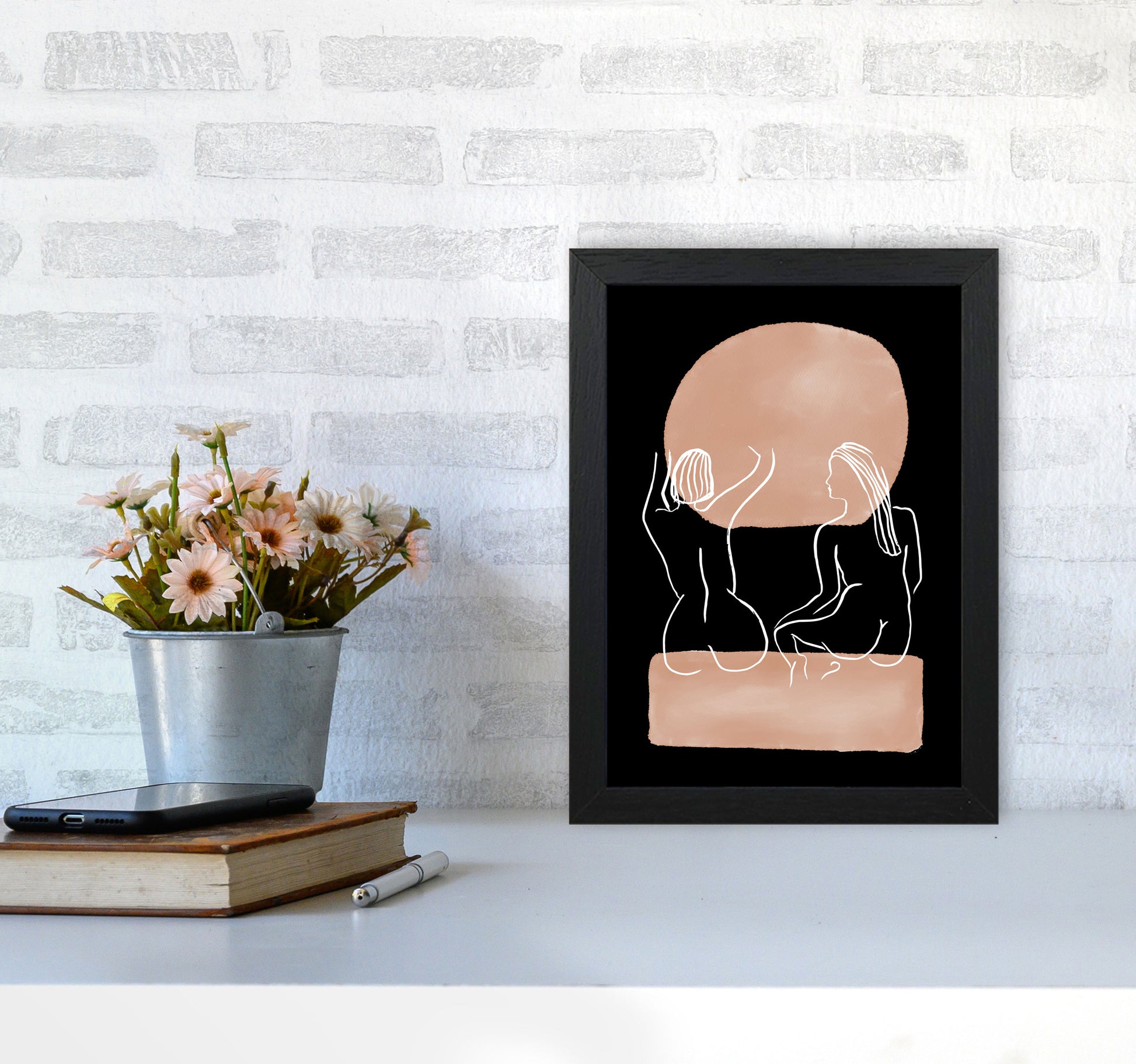 Line Nudes Back3 By Planeta444 A4 White Frame