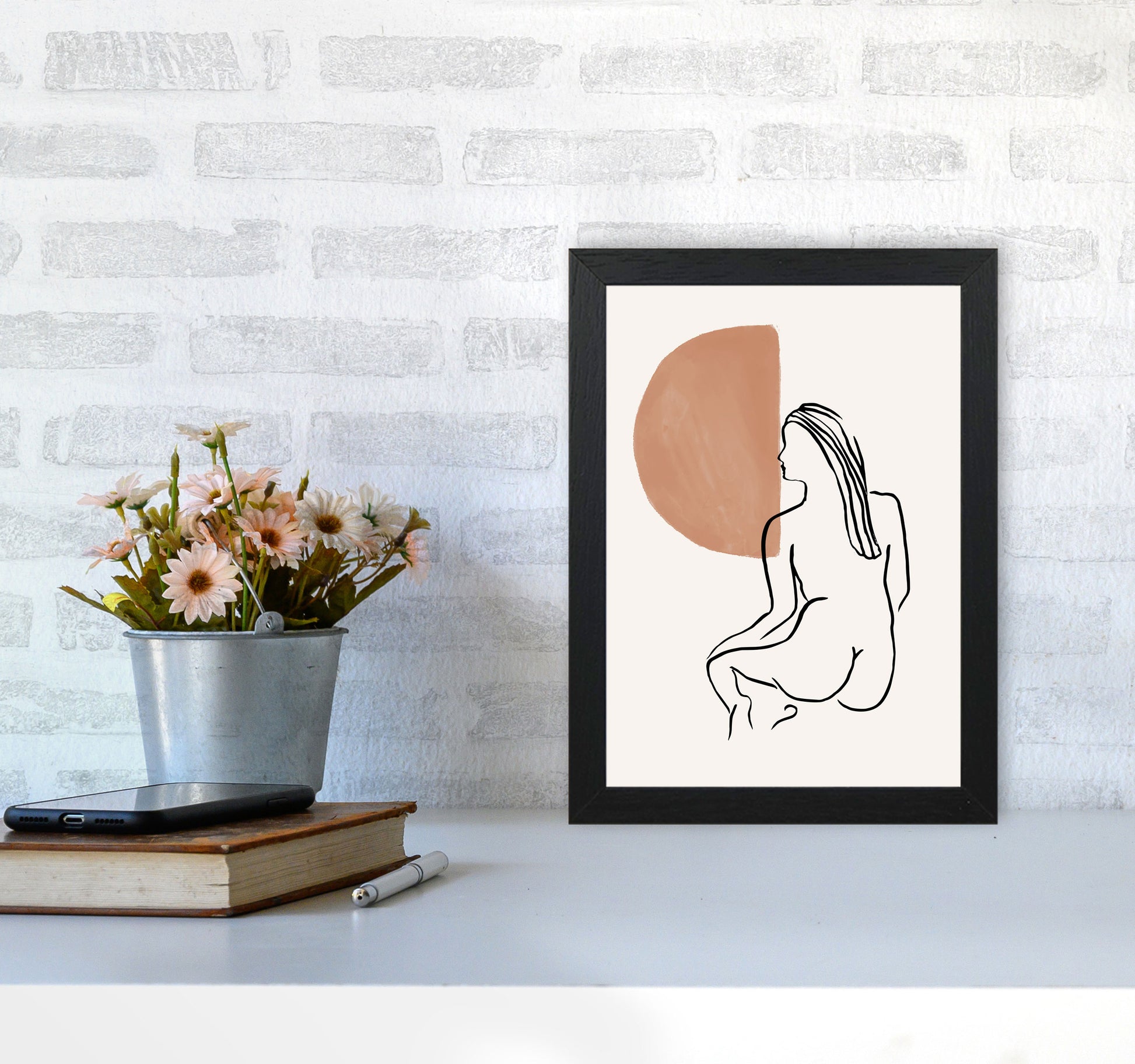 Line Nudes Back2 By Planeta444 A4 White Frame