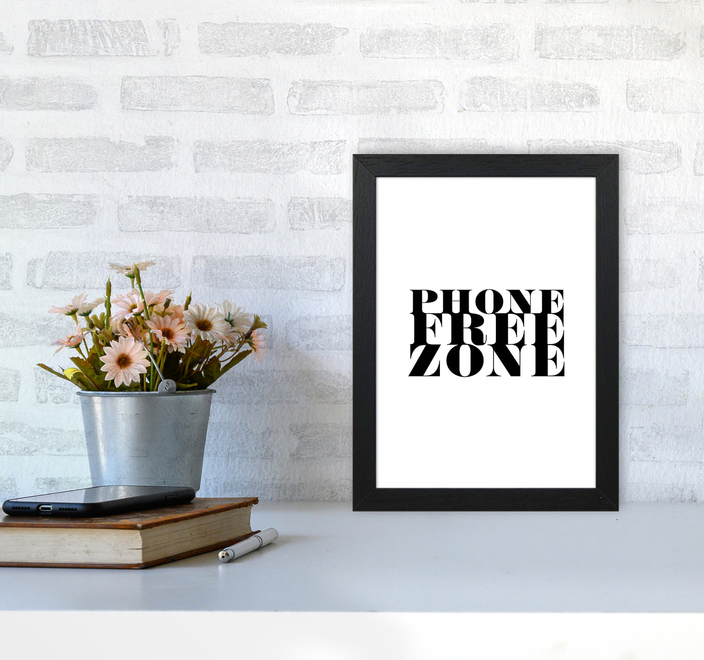 Phone Free Zone By Planeta444 A4 White Frame