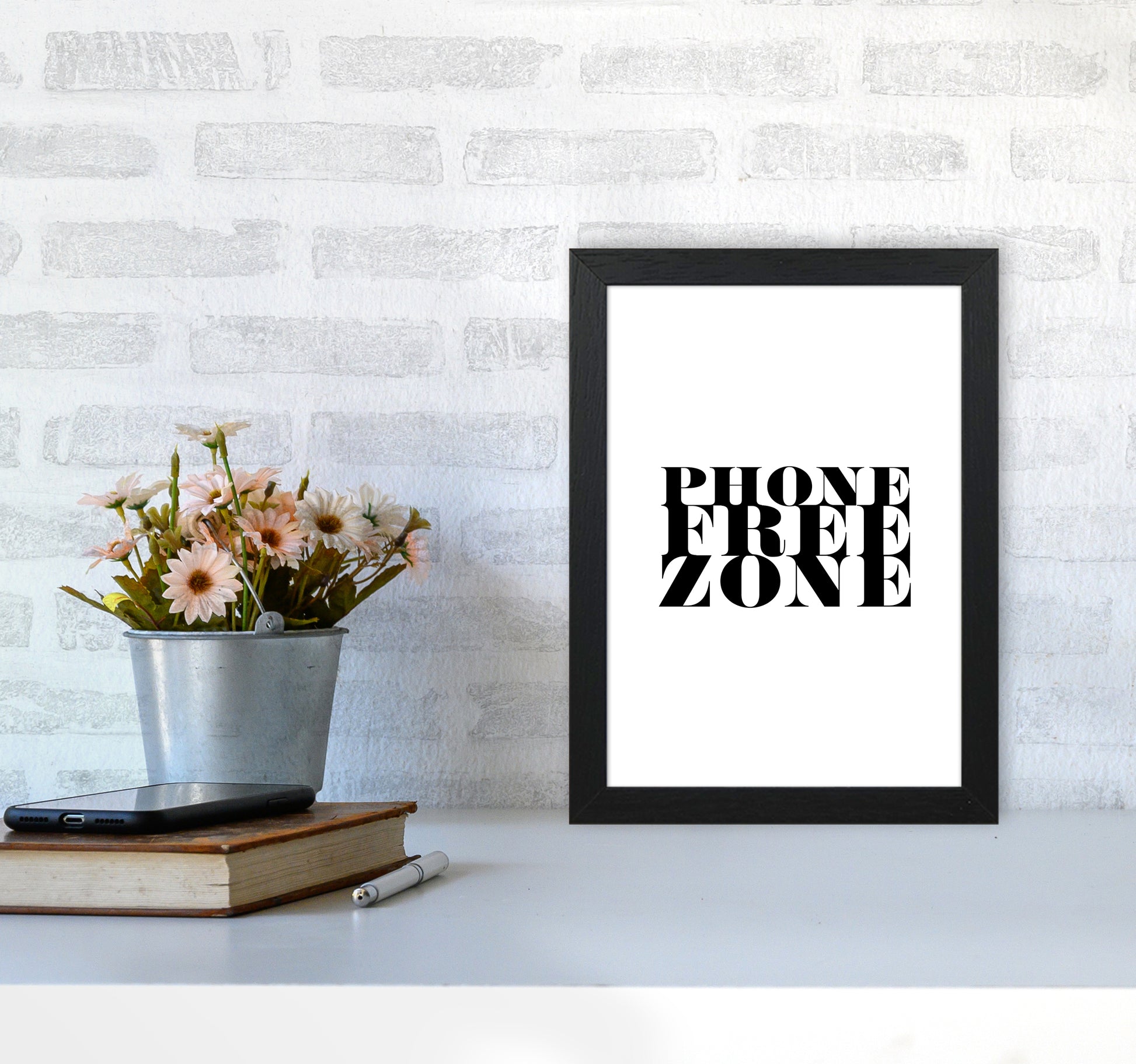 Phone Free Zone By Planeta444 A4 White Frame