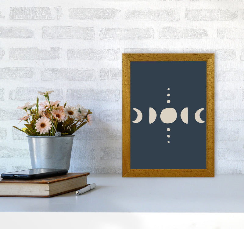Moon Phases Beige Navy By Planeta444 A4 Print Only