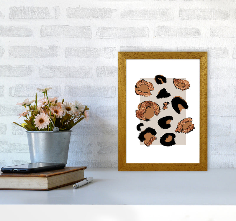 Big Leopard Neutral Rectangle Bronze Glitter By Planeta444 A4 Print Only