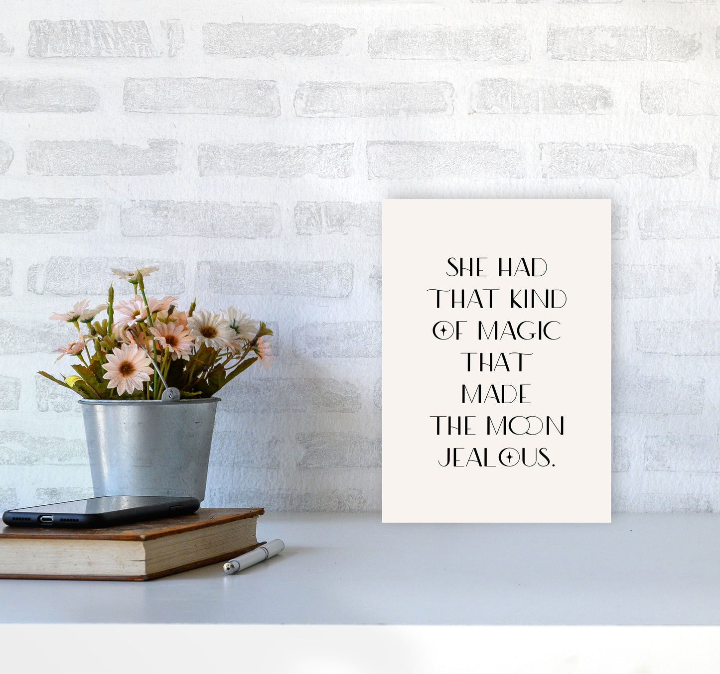 She Had That Kind Of Magic Black On Beige By Planeta444 A4 Black Frame