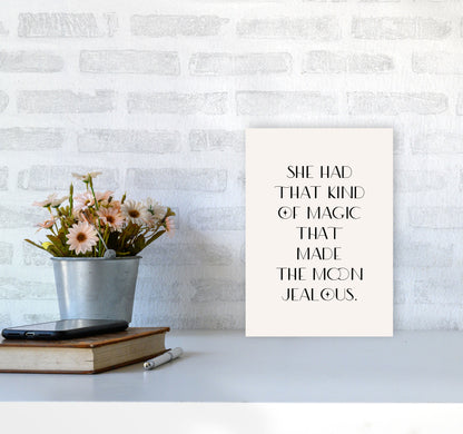 She Had That Kind Of Magic Black On Beige By Planeta444 A4 Black Frame