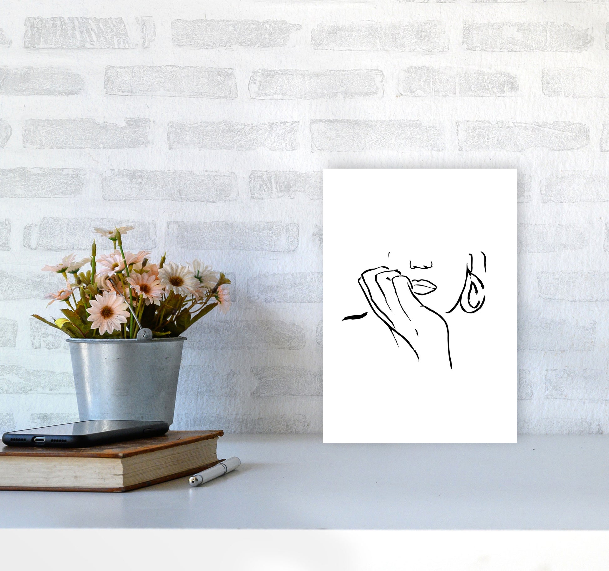 Face Hands Sketch1 By Planeta444 A4 Black Frame