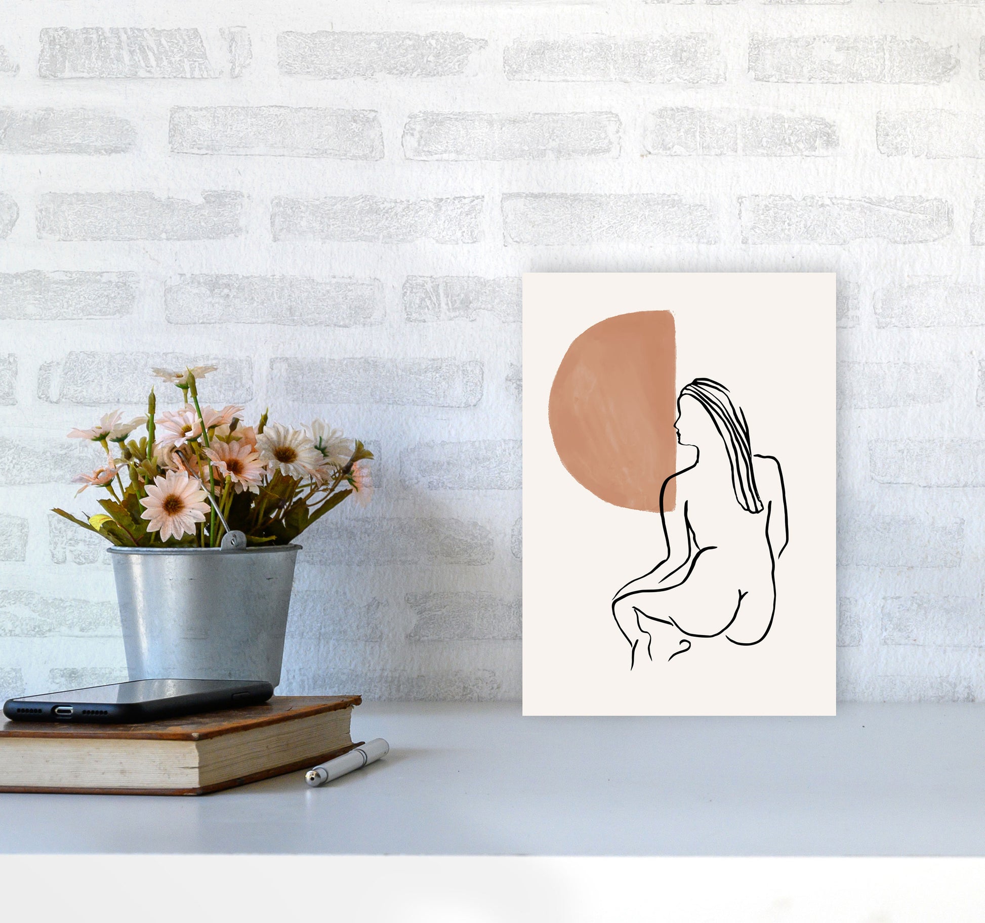 Line Nudes Back2 By Planeta444 A4 Black Frame