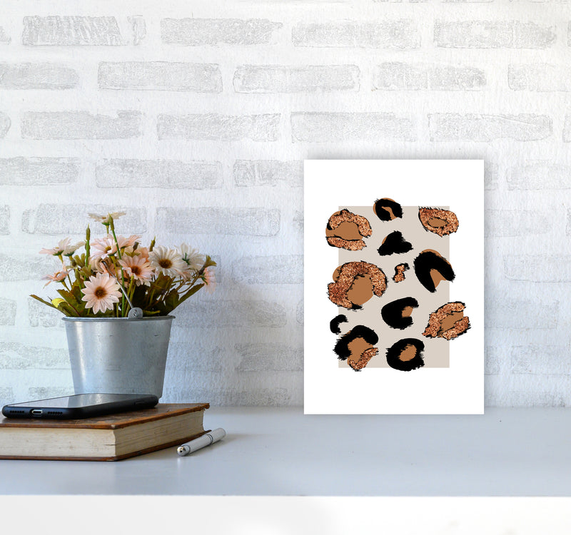 Big Leopard Neutral Rectangle Bronze Glitter By Planeta444 A4 Black Frame