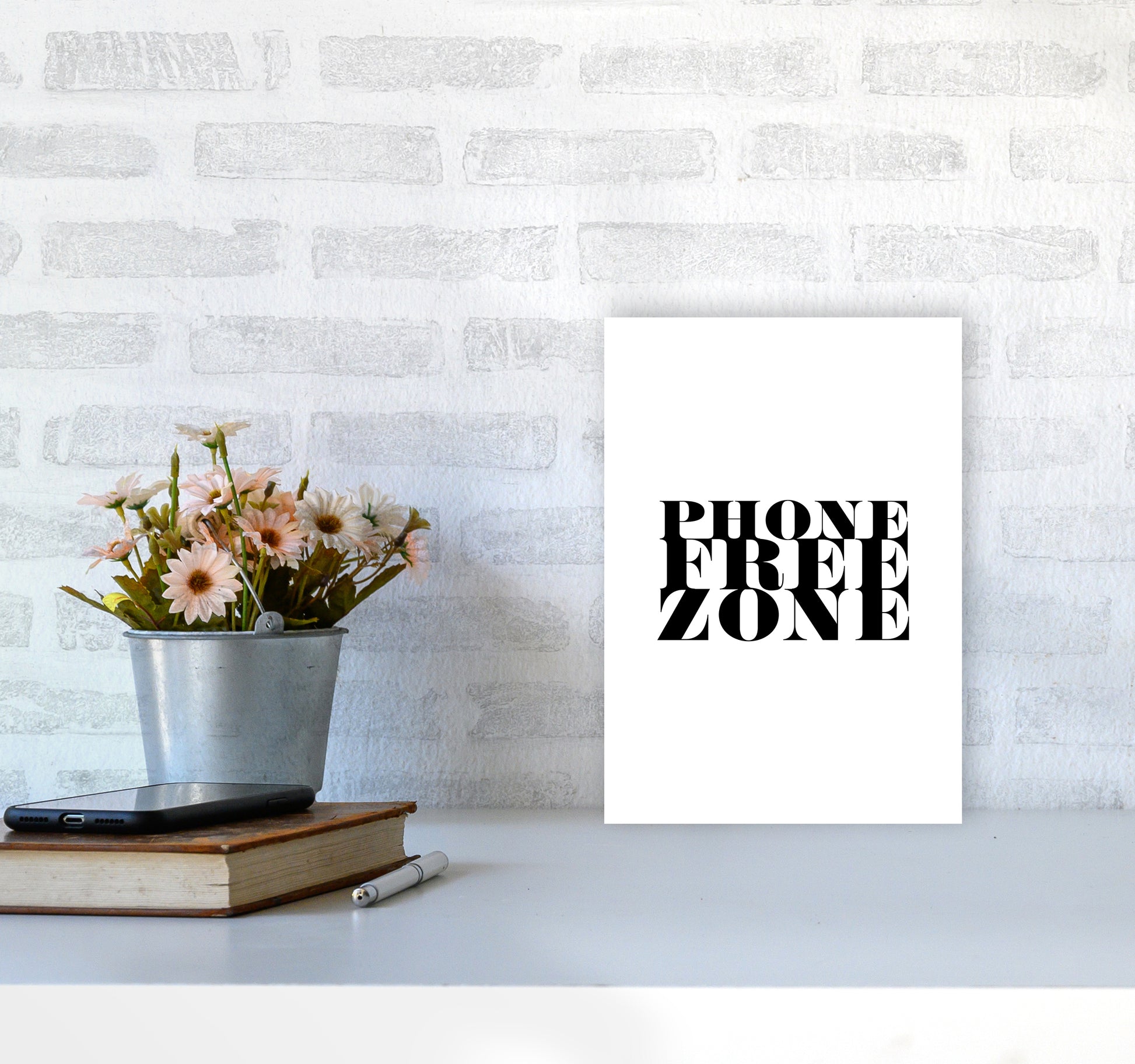 Phone Free Zone By Planeta444 A4 Black Frame
