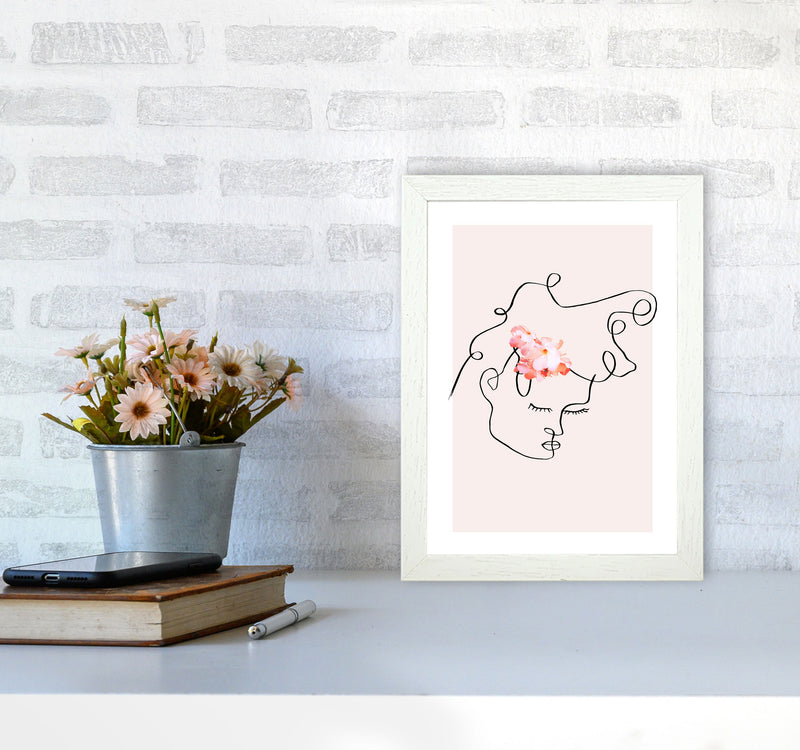 Semiprofile Messy Hair Blush Flower By Planeta444 A4 Oak Frame