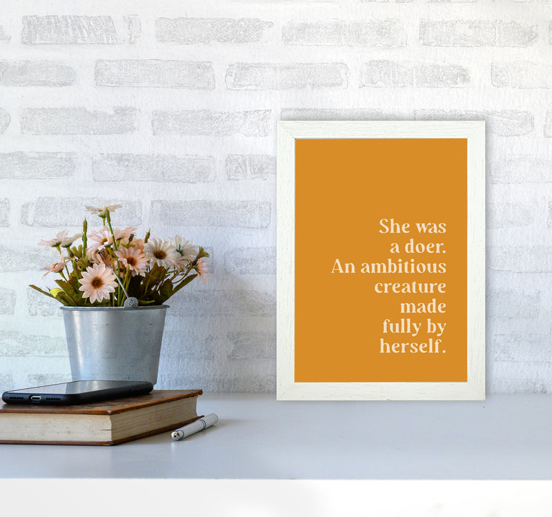 She Was A Doer Type Beige On Mustard By Planeta444 A4 Oak Frame