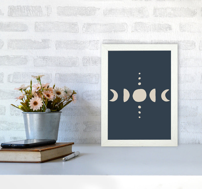 Moon Phases Beige Navy By Planeta444 A4 Oak Frame