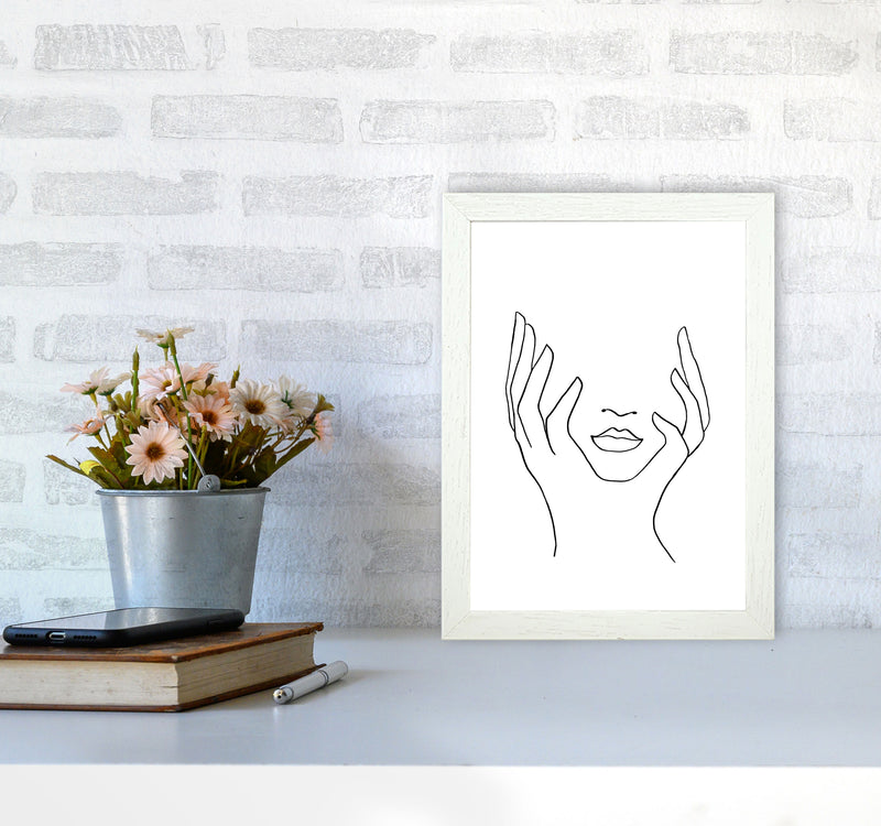 Line Art Holding Face By Planeta444 A4 Oak Frame