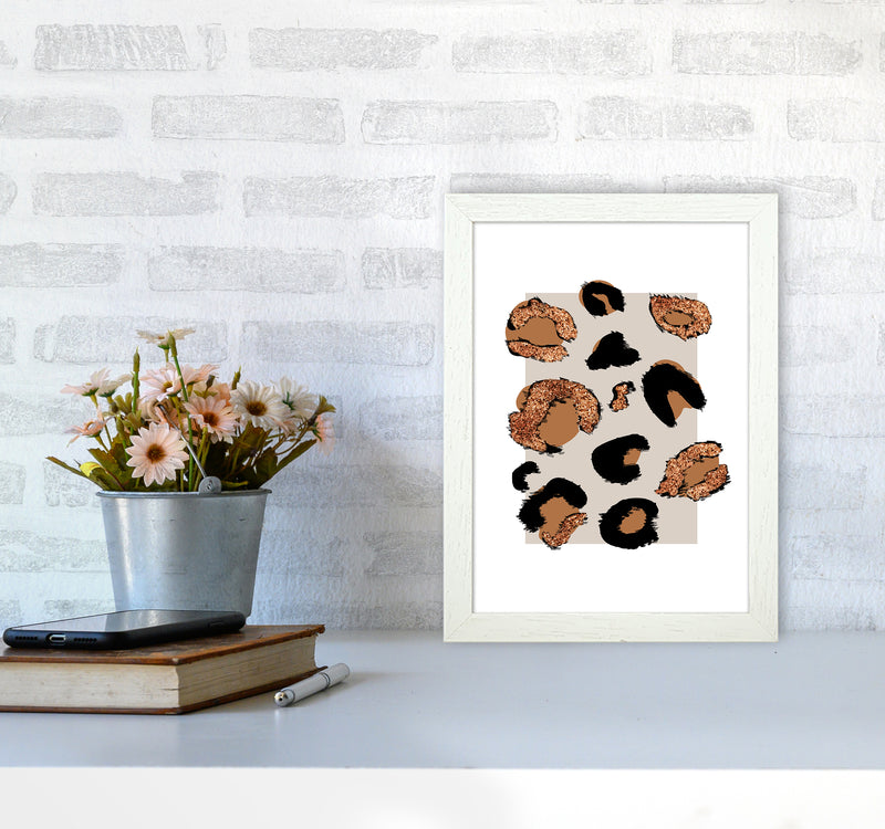 Big Leopard Neutral Rectangle Bronze Glitter By Planeta444 A4 Oak Frame