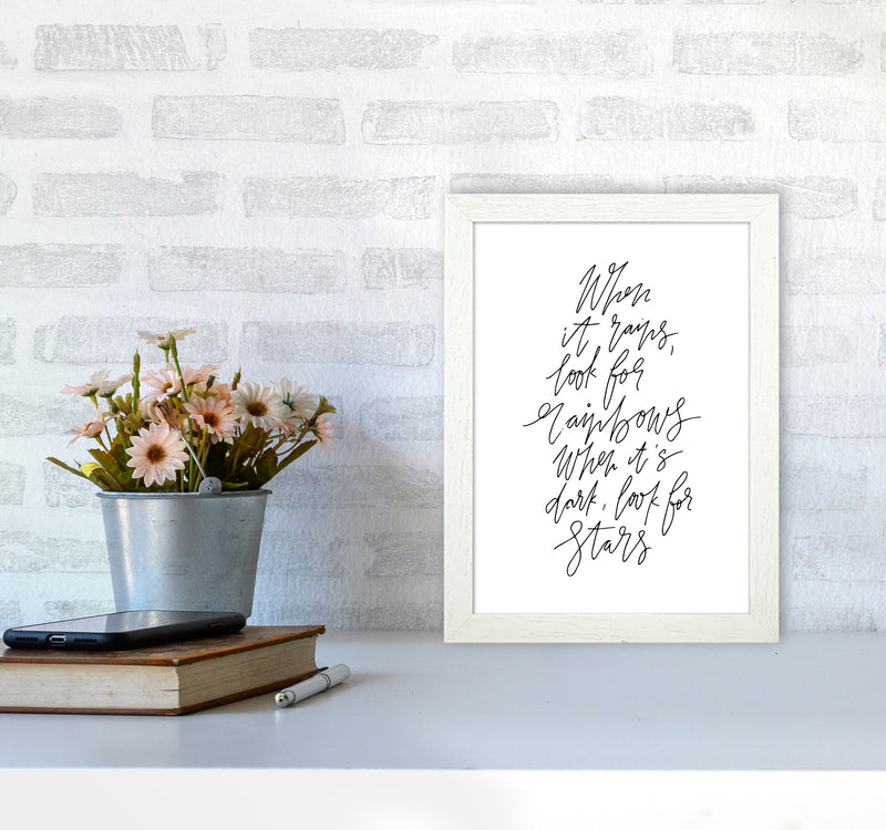 BW When It Rains Look For Rainbows By Planeta444 A4 Oak Frame