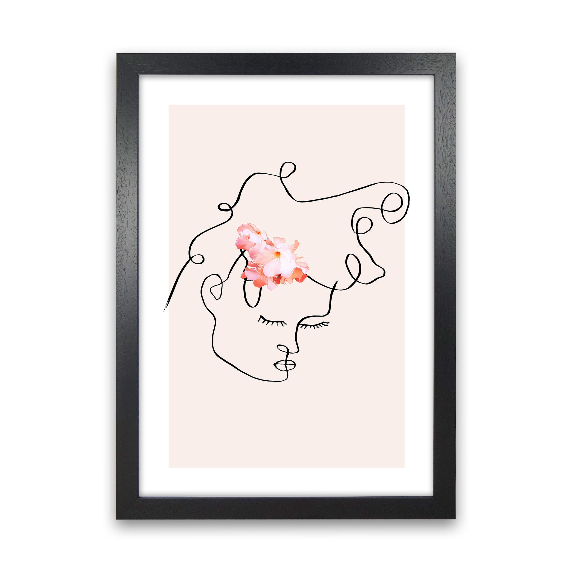Semiprofile Messy Hair Blush Flower By Planeta444 Black Grain