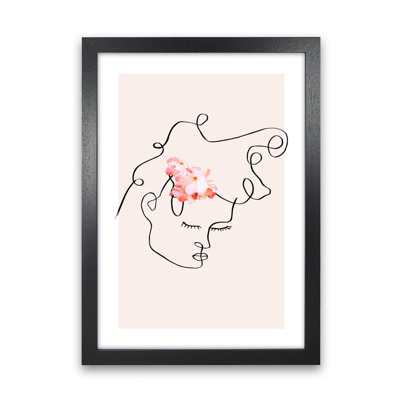 Semiprofile Messy Hair Blush Flower By Planeta444 Black Grain