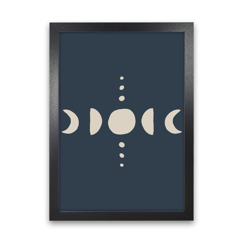 Moon Phases Beige Navy By Planeta444 Black Grain