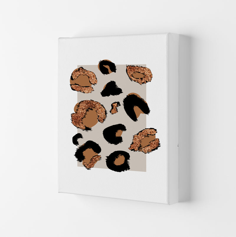 Big Leopard Neutral Rectangle Bronze Glitter By Planeta444 Canvas