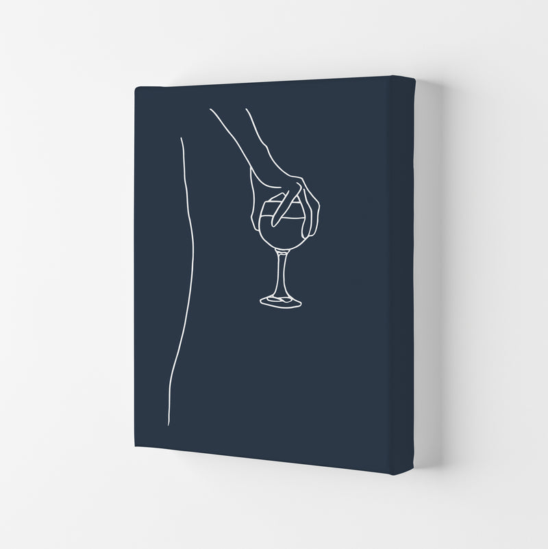 Hand Holding Wine Glass Navy Kitchen Art Print By Planeta444 Canvas