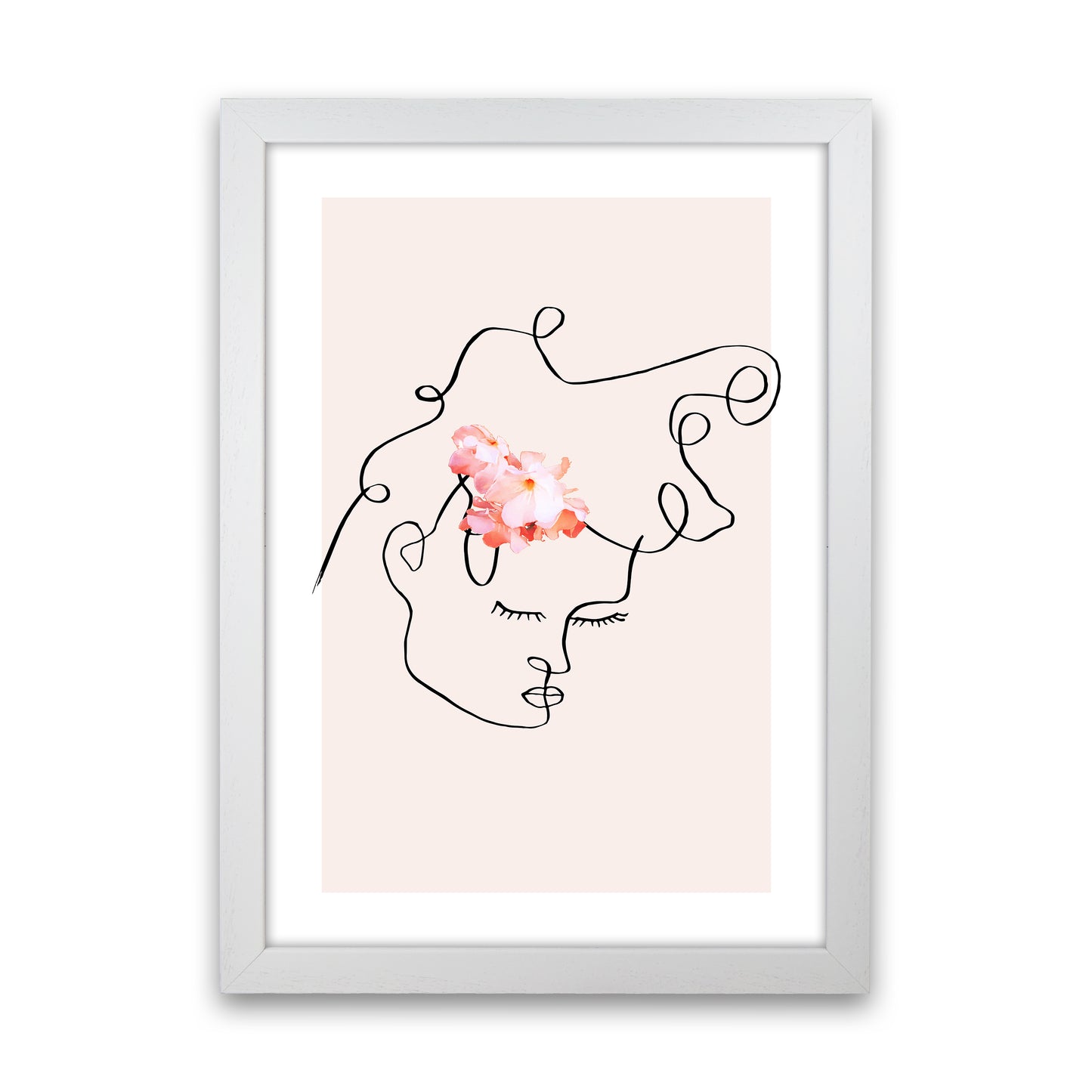 Semiprofile Messy Hair Blush Flower By Planeta444 White Grain