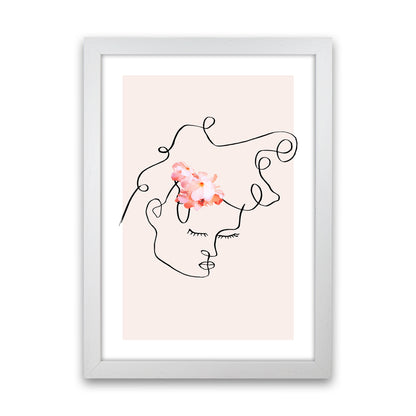 Semiprofile Messy Hair Blush Flower By Planeta444 White Grain