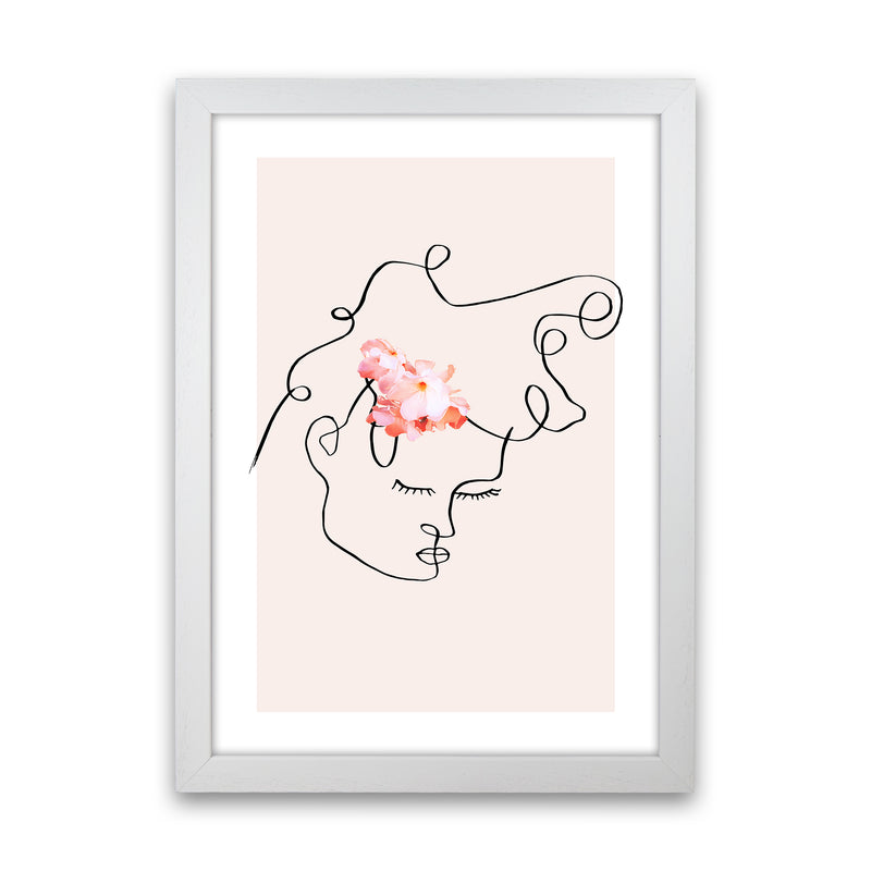 Semiprofile Messy Hair Blush Flower By Planeta444 White Grain
