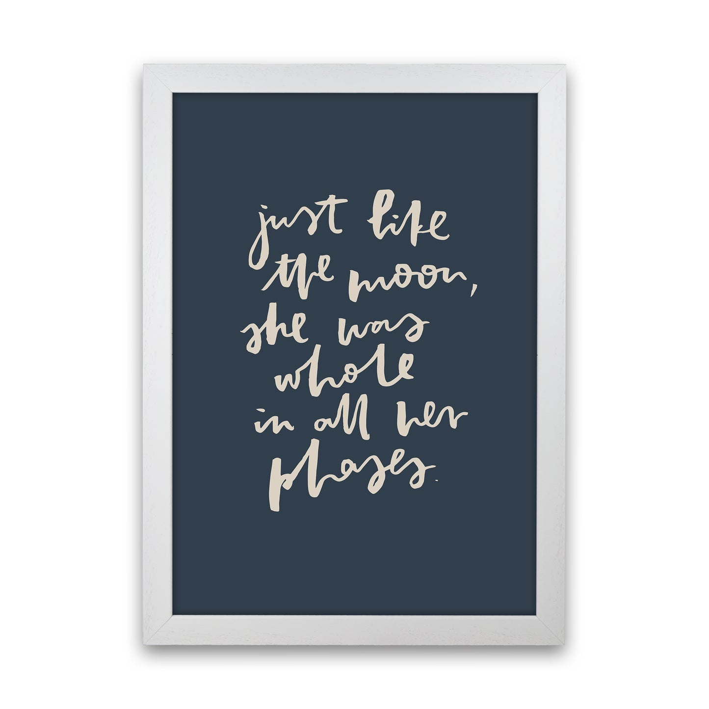 Just Like The Moon Lettering Navy By Planeta444 White Grain