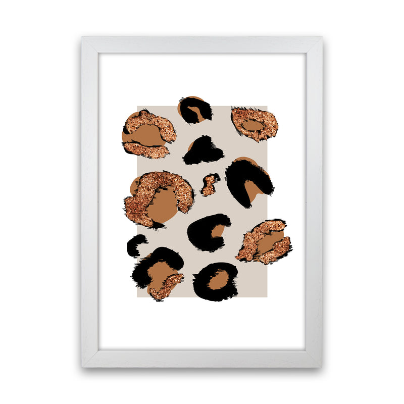 Big Leopard Neutral Rectangle Bronze Glitter By Planeta444 White Grain