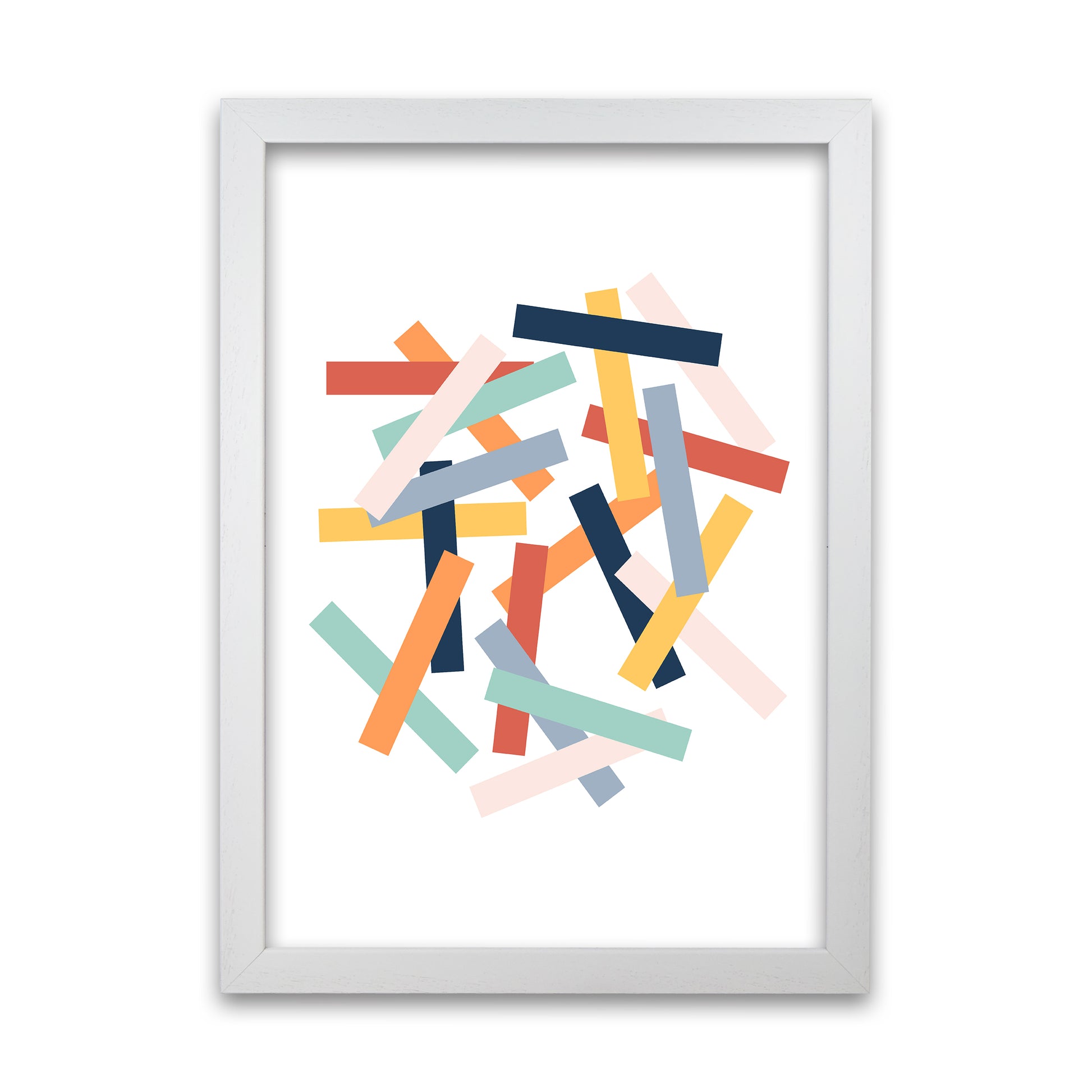 Colorful Scandinavian Lines Original  A1 White Grain Frame