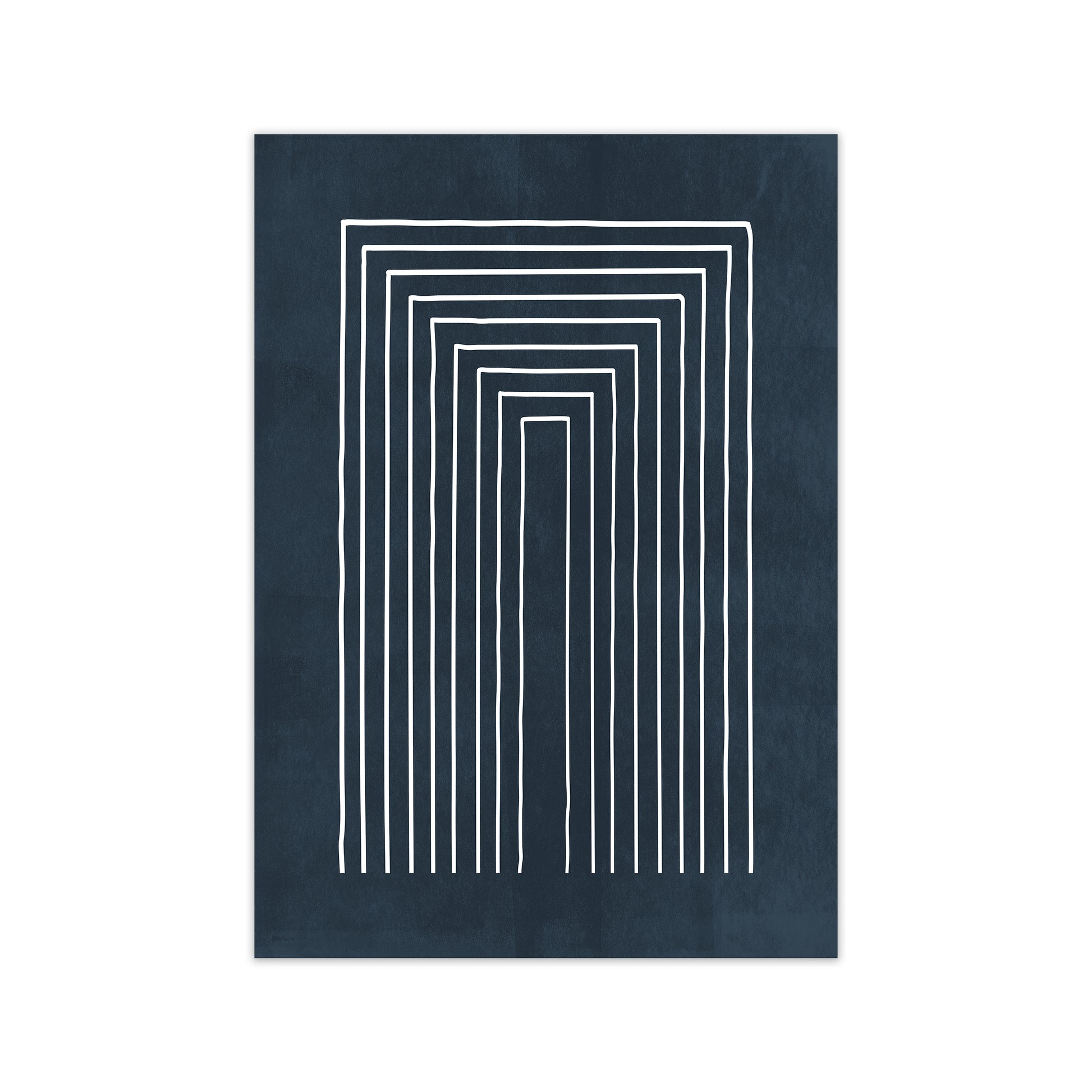 Lino Style Blue Geometric Lines A1 Print Only